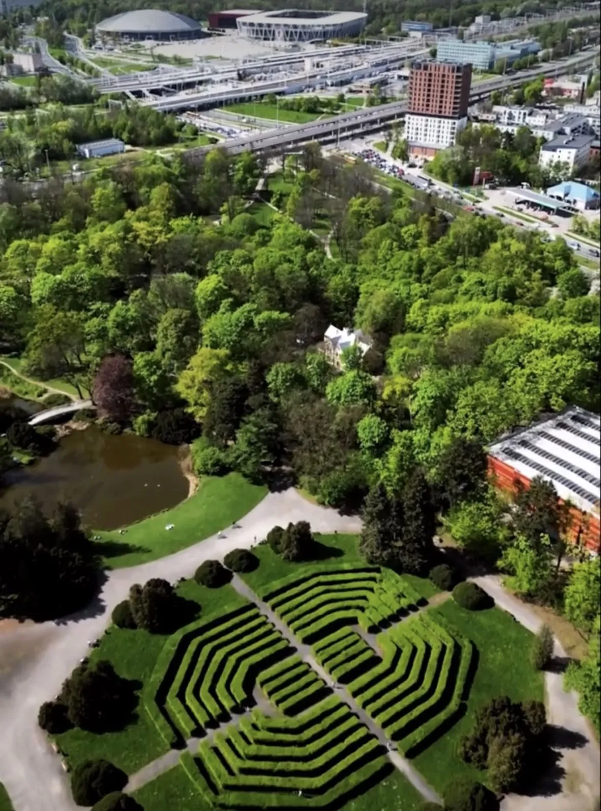 Park Poniatowskiego z lotu ptaka